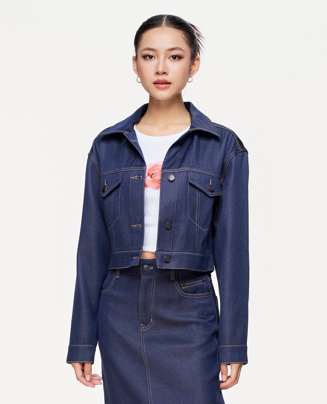 GIGI - Áo khoác denim nữ phom croptop tay dài hiện đại