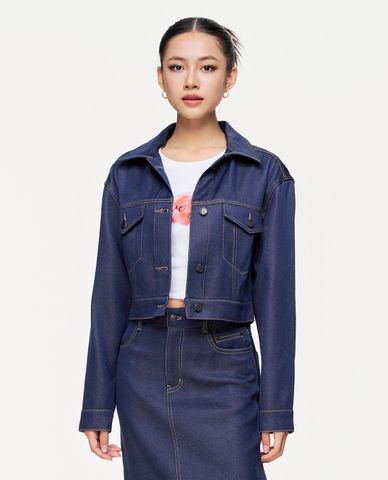  GIGI - Áo khoác denim nữ phom croptop tay dài hiện đại 