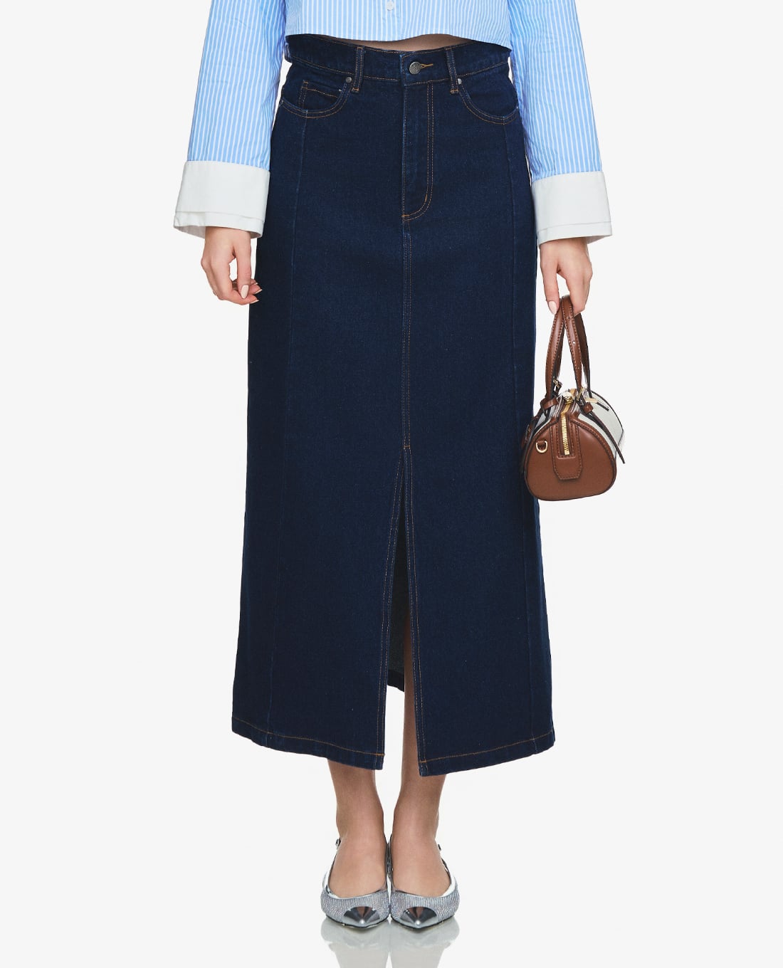 GIGI - Chân váy denim phom midi xẻ tà cá tính