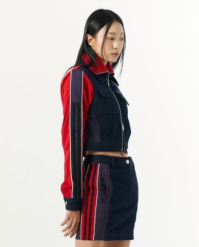  NERDY - Áo khoác denim nữ tay dài phom croptop Mix Track 