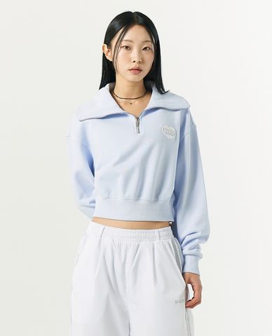  NERDY - Áo sweatshirt nữ cổ bẻ tay dài phom croptop Souffle 
