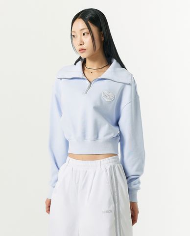  NERDY - Áo sweatshirt nữ cổ bẻ tay dài phom croptop Souffle 