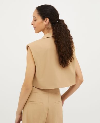  MAX&Co. - Áo khoác gilet croptop cổ bẻ chữ V cách điệu Sibari 