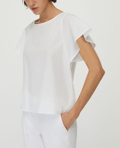  MAX&Co. - Áo kiểu nữ cổ tròn ngắn tay Poplin With Bow Back 