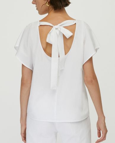  MAX&Co. - Áo kiểu nữ cổ tròn ngắn tay Poplin With Bow Back 