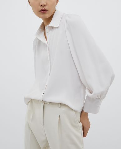  MAX&Co. - Áo sơ mi nữ tay phồng Crêpe De Chine 