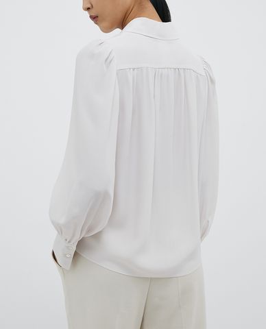  MAX&Co. - Áo sơ mi nữ tay phồng Crêpe De Chine 