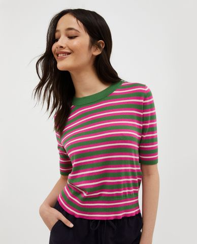  MAX&Co. - Áo dệt kim nữ cổ tròn tay ngắn Silente 