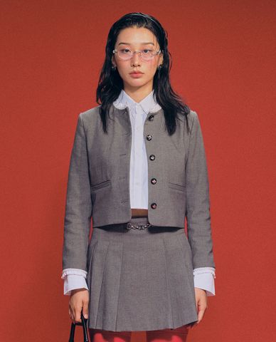  GIGI - Áo khoác croptop nữ cổ tròn tay dài trẻ trung 