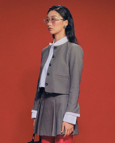  GIGI - Áo khoác croptop nữ cổ tròn tay dài trẻ trung 