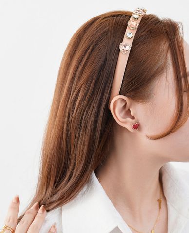  CECI - Băng đô cài tóc nữ bọc vải bản nhỏ đính đá sang trọng 