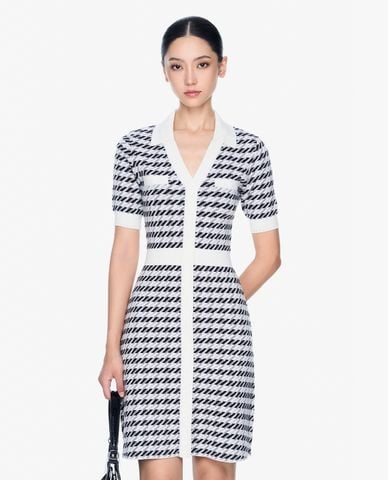  GIGI - Đầm mini cổ bẻ tay ngắn phom ôm thời trang 