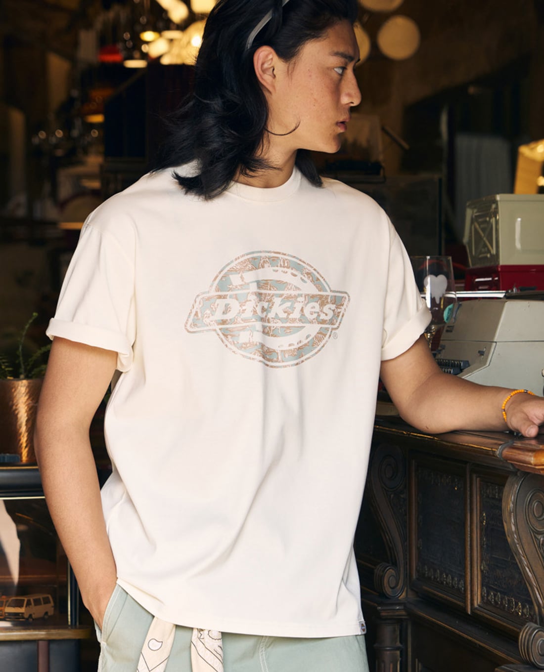 DICKIES - Áo thun unisex cổ tròn tay ngắn phối logo