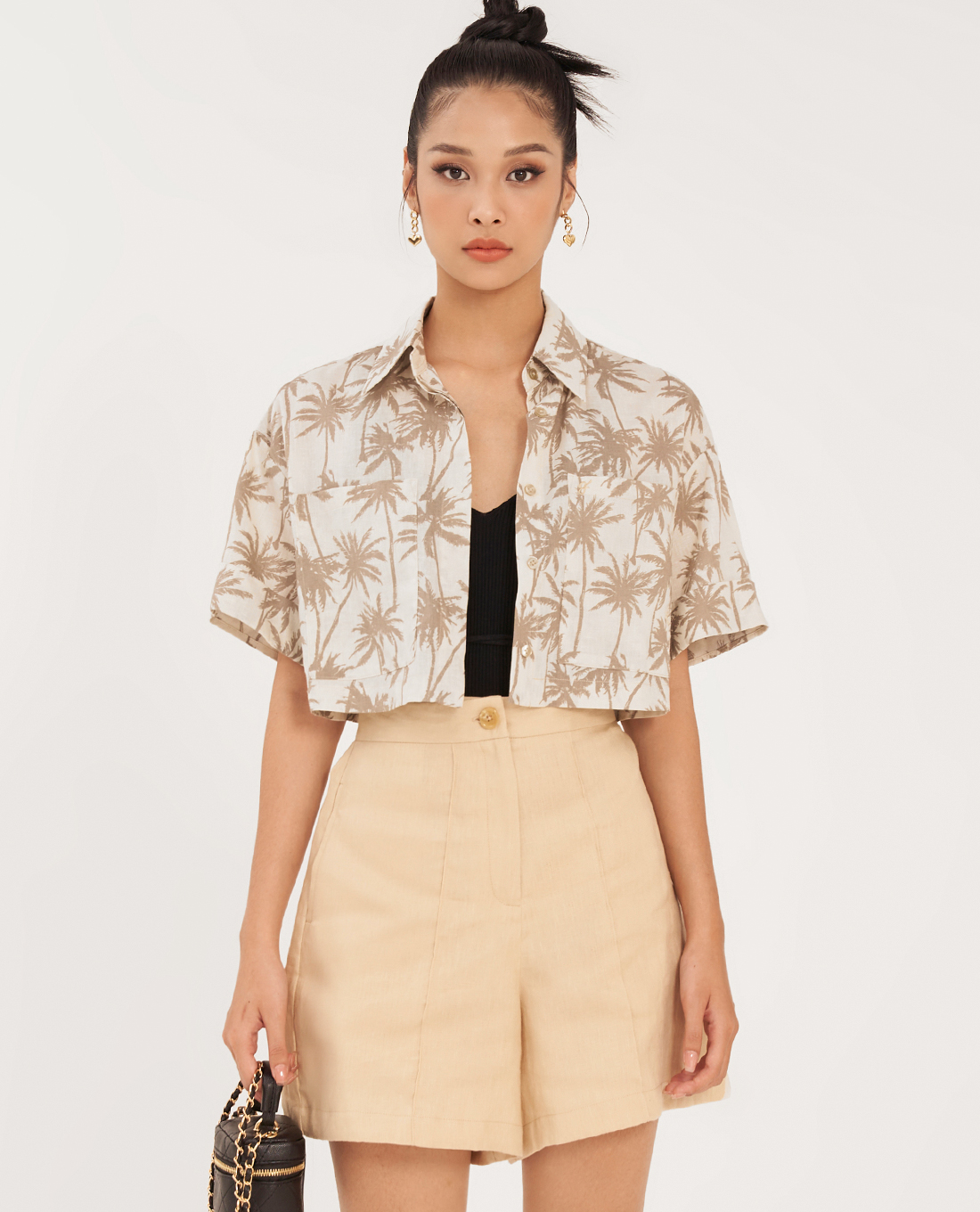 GIGI - Áo sơ mi nữ tay ngắn phom croptop trẻ trung