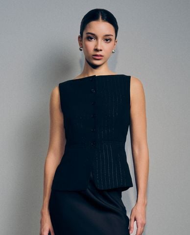  GIGI - Áo sát nách nữ phối nút cài tròn phom ôm thời thượng 