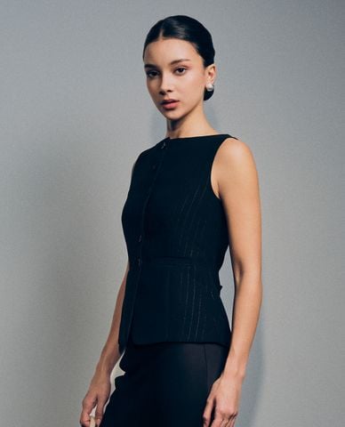  GIGI - Áo sát nách nữ phối nút cài tròn phom ôm thời thượng 