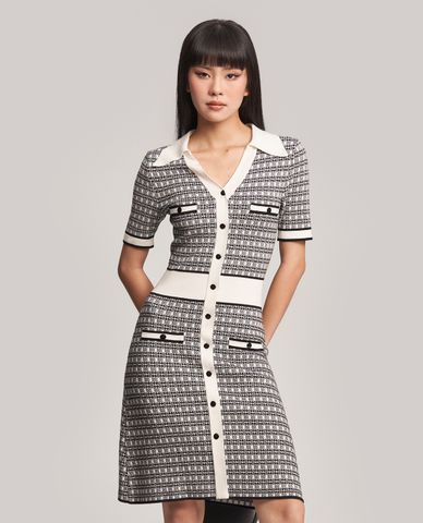  GIGI - Đầm mini tay ngắn cổ bẻ phối nút sang trọng 