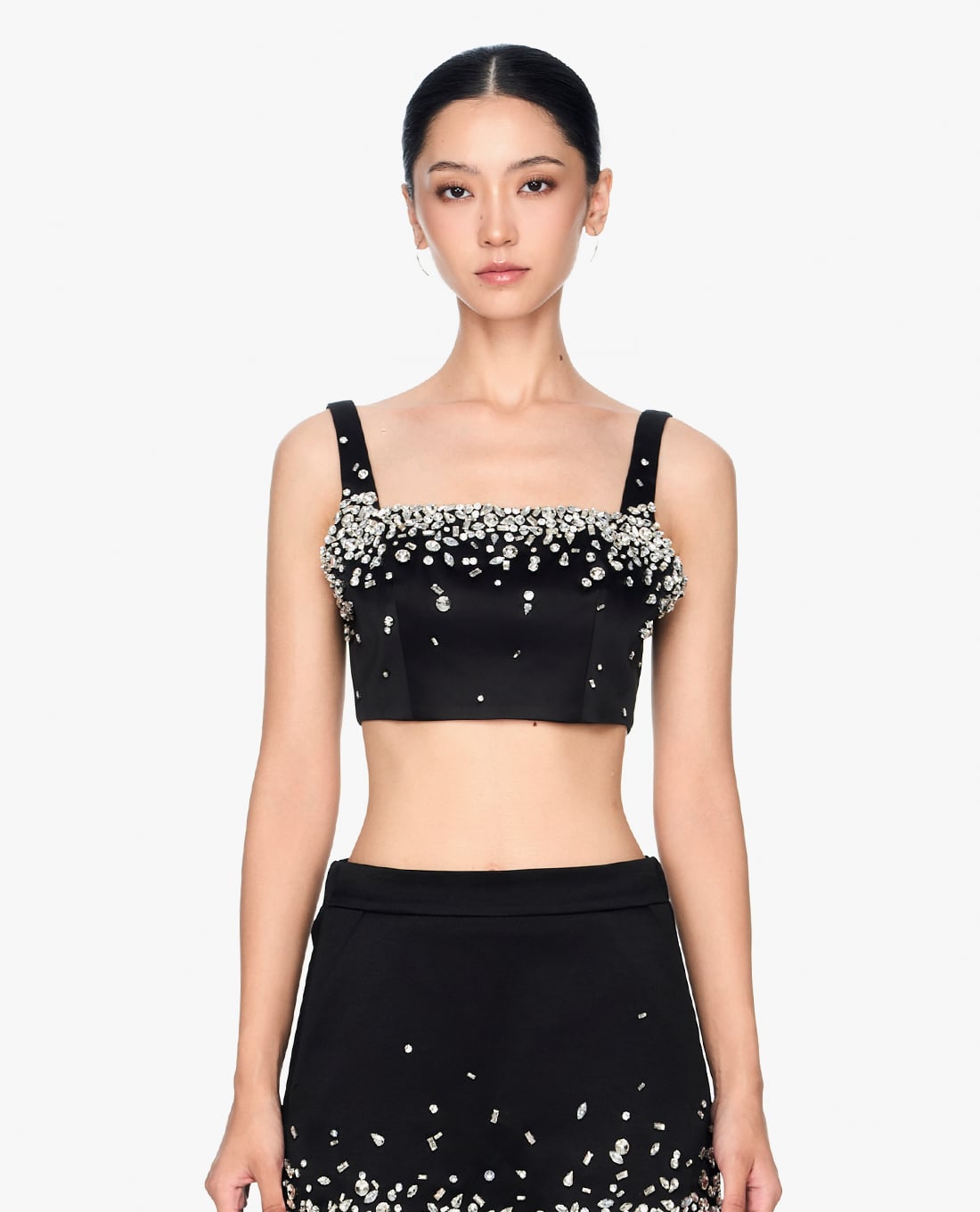 GIGI - Áo hai dây nữ phom croptop đính đá thời trang