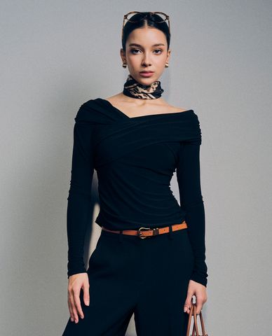  GIGI - Áo trễ vai nữ tay dài phom ôm hiện đại 