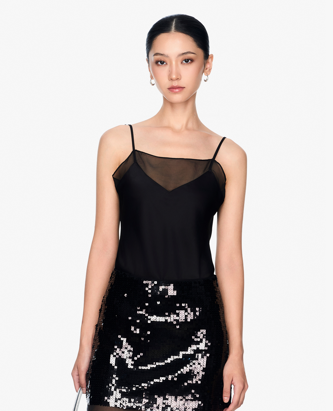 GIGI - Áo hai dây nữ phối voan xuyên thấu nữ tính