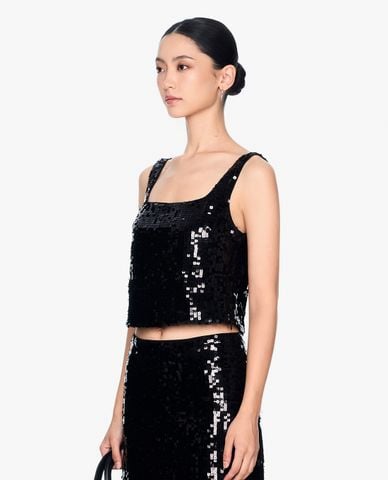  GIGI - Áo hai dây nữ cổ vuông đính sequin sang trọng 