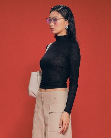  GIGI - Áo dệt kim nữ cổ cao tay dài thời thượng 