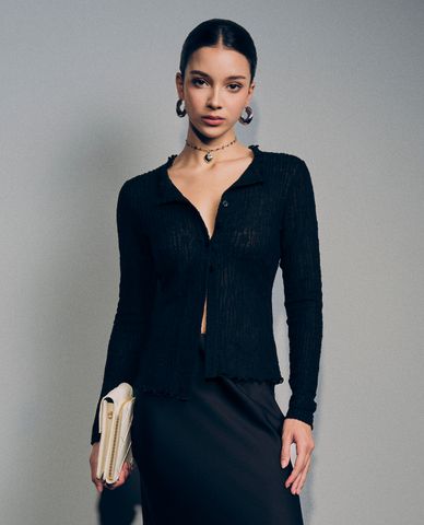 GIGI - Áo dệt kim nữ cổ V tay dài thời trang 