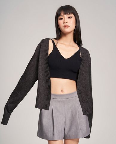  GIGI - Áo khoác cardigan nữ tay dài cổ V nữ tính 