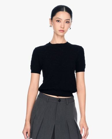  GIGI - Áo dệt kim nữ tay cổ tròn phom ôm tôn dáng 