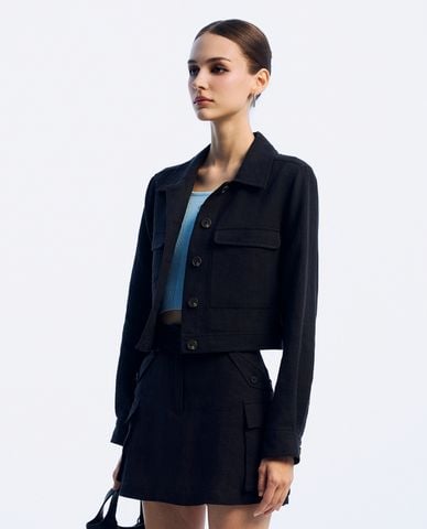  GIGI - Áo khoác sơ mi tay dài phom croptop trẻ trung 