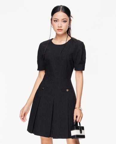  GIGI - Đầm xếp li mini cổ tròn tay ngắn trẻ trung 