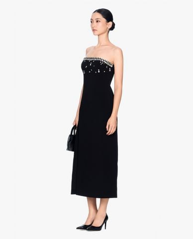  GIGI - Đầm midi cúp ngực xẻ tà đính đá thời trang 