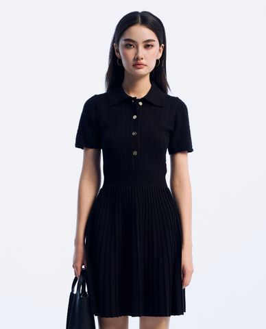  GIGI - Đầm xếp li mini phối nút thời trang 