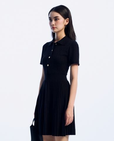  GIGI - Đầm xếp li mini phối nút thời trang 