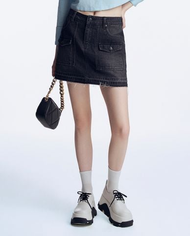  GIGI - Chân váy denim dáng chữ A phối túi năng động 
