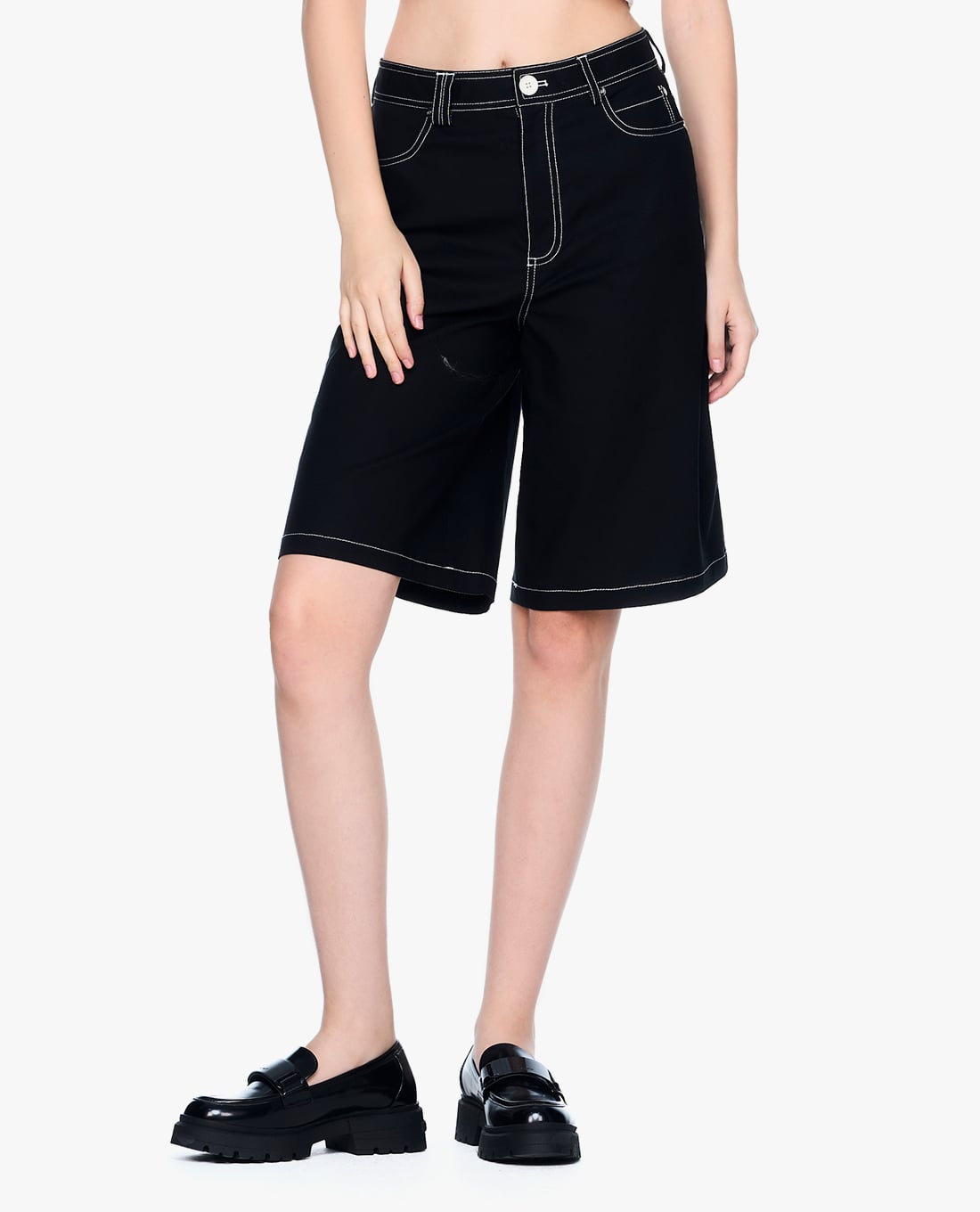 GIGI - Quần short nữ ngang gối lưng cao thời trang