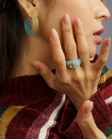  CECI - Nhẫn nữ bản to đính đá thời trang 