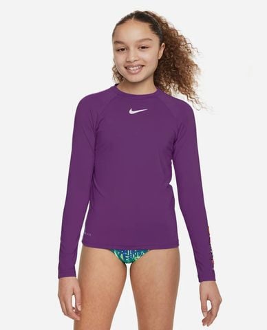  NIKE SWIM - Áo bơi bé gái cổ tròn tay dài Hydroguard 