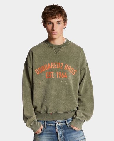  DSQUARED2 - Áo sweatshirt nam cổ tròn tay dài in logo 