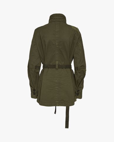  DSQUARED2 - Áo khoác nữ một hàng nút phối thắt lưng vải Varsity 