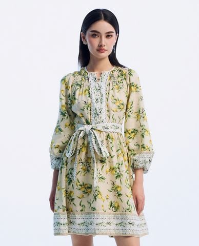  GIGI - Đầm mini cổ tròn tay dài bo gấu trẻ trung 