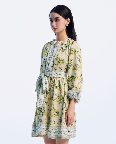  GIGI - Đầm mini cổ tròn tay dài bo gấu trẻ trung 