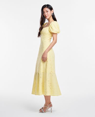  GIGI - Đầm midi cổ vuông tay ngắn thời trang 