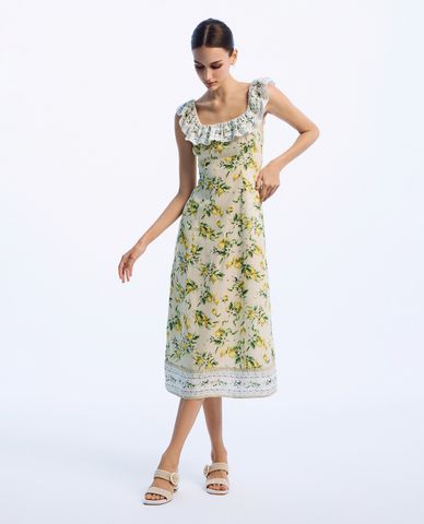  GIGI - Đầm sát nách midi cổ vuông hiện đại 