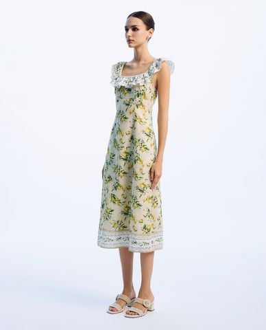  GIGI - Đầm sát nách midi cổ vuông hiện đại 