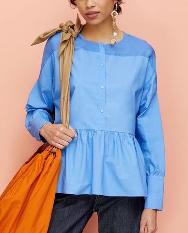  MAX&Co. - Áo kiểu nữ cổ tròn tay dài Poplin And Chiffon 