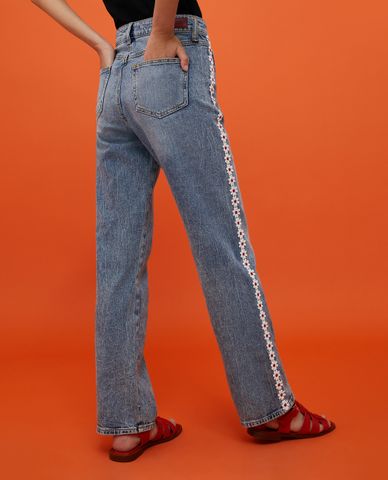  MAX&Co. - Quần jeans nữ lưng cao phối viền hoa Daisies 