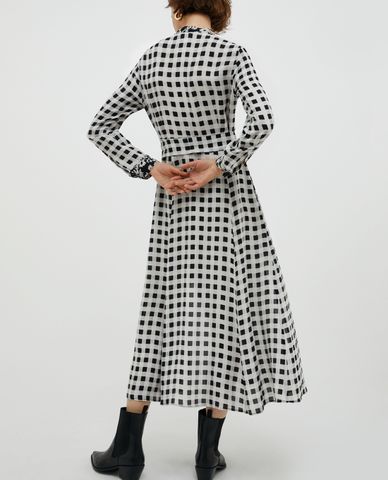  MAX&Co. - Đầm sơ mi cổ trụ tay dài kẻ sọc caro thời trang 