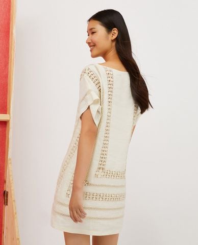  MAX&Co. - Đầm mini cổ tròn tay ngắn phối ren thổ cẩm Lagos 