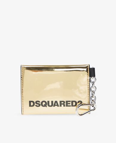  DSQUARED2 - Ví nữ chữ nhật nắp gập Black Logo And Internal Mirror 